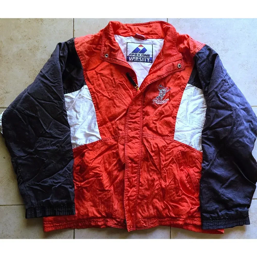 UNLV Rebels 90s APEX puffer jacket L red black NCAA University vtg Runnin Vegas - Picture 2 of 6
